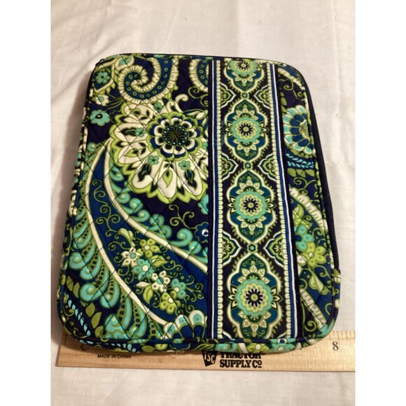VERA BRADLEY Paisley Blue & Green Cloth Tech Case Zip Around Storage Bag - Picture 6 of 9